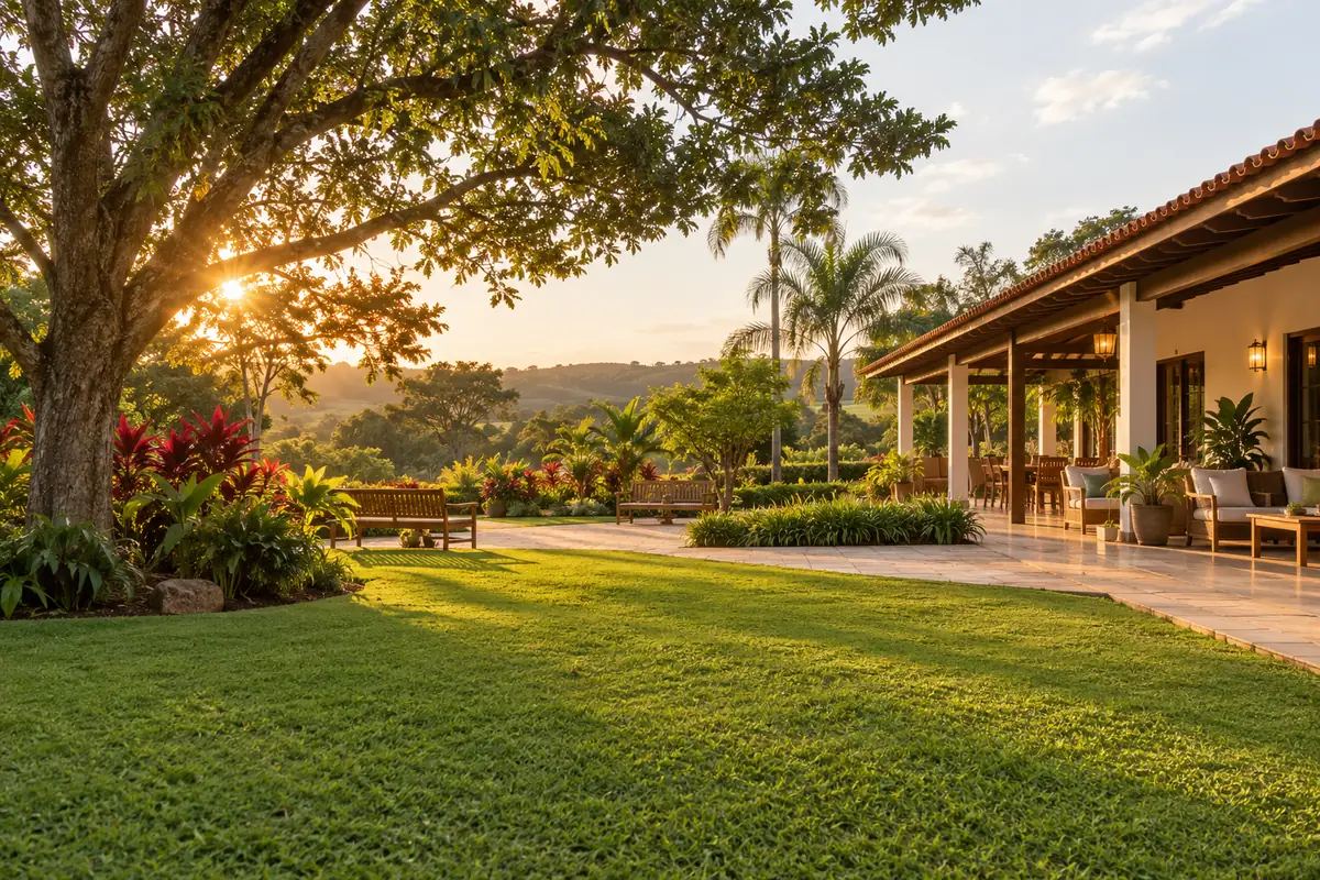 área de convivência e jardim da clínica de recuperação do Grupo Aliança pela Vida