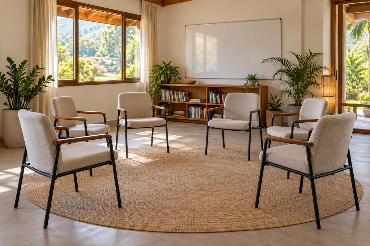 sala de terapia em grupo da clínica de recuperação do Grupo Aliança pela Vida